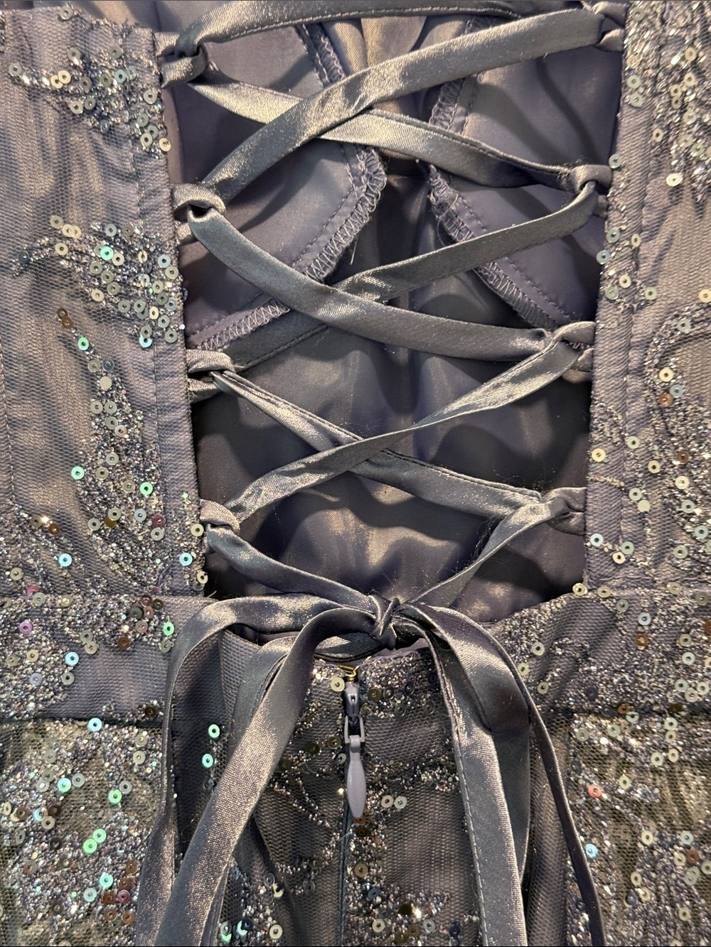 NWT Blondie Nites Sparkling Lavender Spaghetti Strap Prom Dress - Picture 6 of 10